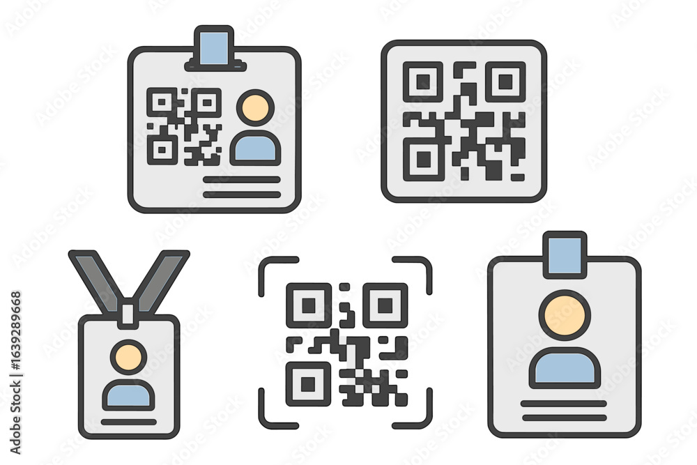 Fototapete digital identification cards and qr codes used for access and verification at an event