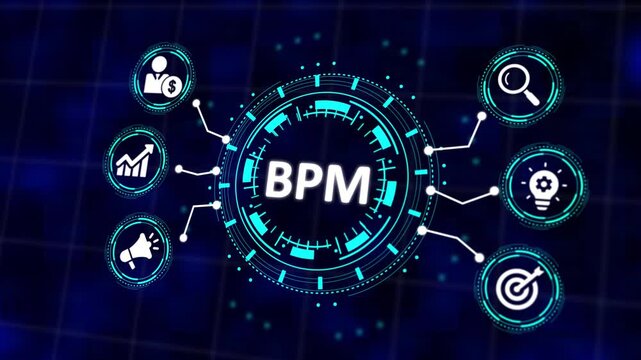 BPM Technology Concept, Modern Business Process Management System for Efficiency and Growth. BPM System Concept, Business Technology, Digital Innovation, and Network Connectivity