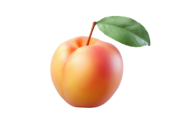 Peach fruit icon isolated on transparent background presenting a vibrant and fresh appearance, ideal for food-related designs and graphics
