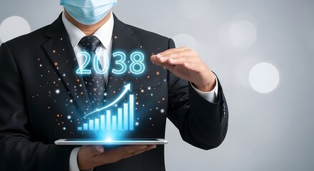 Investment growth forecast to year 2038 with business strategy and financial planning concept