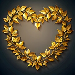golden leaves heart frame elegant nature design