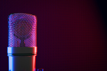 High-Quality Studio Recording Microphone with Neon Lighting.