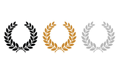 Obraz premium Elegant laurel wreaths in black, gold, and silver for creating logos, awards, and certificates of achievement, perfect for branding projects