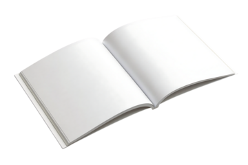 An open blank book with white pages is displayed against a black background in a studio shot created with generated ai