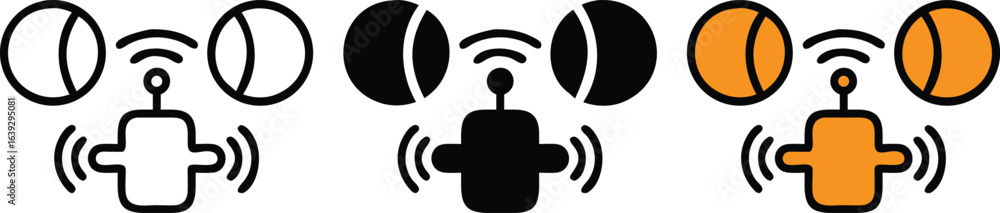 Poster smart sensor line icons set – wireless technology, iot device, signal detection, modern gadget vecto