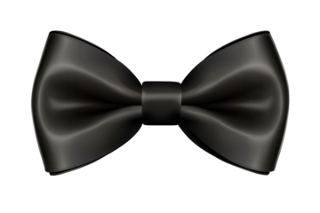 Black bow tie design isolated on a transparent background suitable for formal wear accessories and event attire