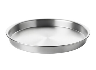 Round aluminium tray for food isolated on white background