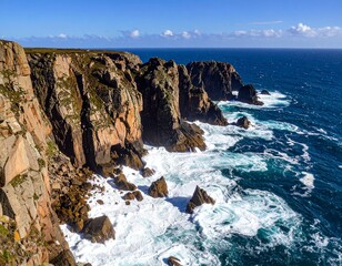 Obraz premium Coastal Cliffs with Sea Spray