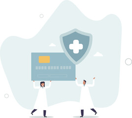 Health insurance.Doctor offering medical insurance policy contract.human life.