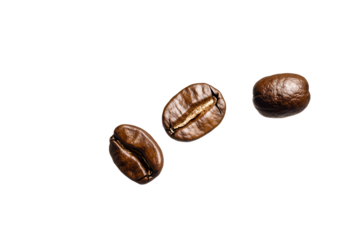 Panoramic view of isolated coffee beans on a white background showcasing their rich texture and color