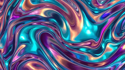 Iridescent liquid swirl in vivid metallic colors