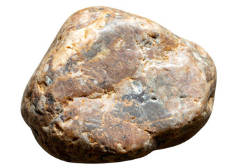 Smooth Polished River Rock with Natural Brown Tones, isolated on a transparent background