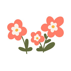 Cute red flowers isolated illustration