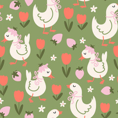 Cute geese isolated vector illustration