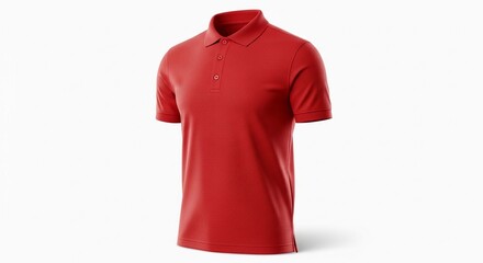 Vibrant red short sleeve polo shirt on a white background, a realistic apparel mockup