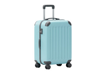 ターコイズ スーツケース ローリングホイールと伸縮ハンドル 透明な背景