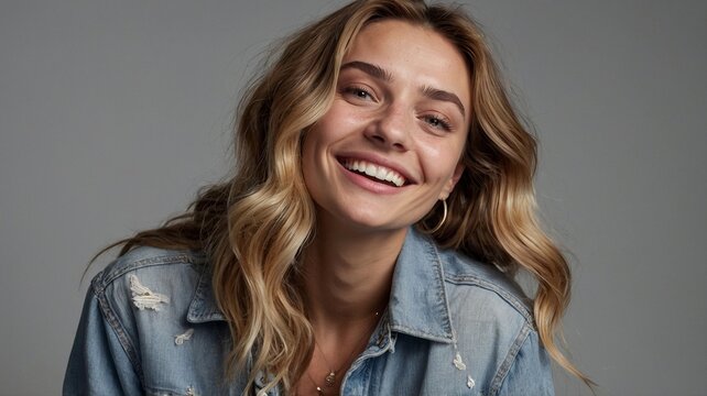 Casual Denim Jacket Smiling Portrait