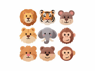 Fototapeta premium set funny character face of animals