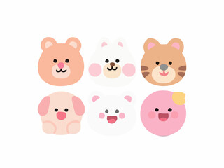 Naklejka premium set of funny animalsanimals face