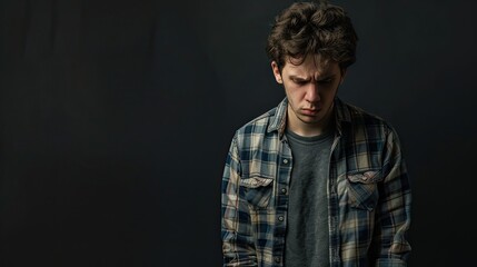 Obraz premium Upset Man on black background.