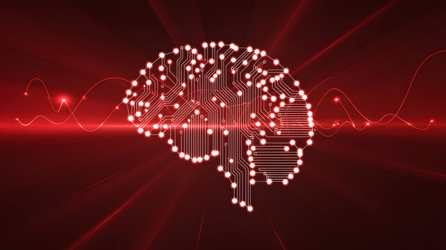 Modern flat design of ai brain circuit