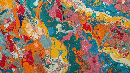 Using a rich spectrum of colors, the creator designed an abstract piece with a one-of-a-kind patterned background, emphasizing detailed textures and vivid color application.
