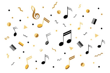 Musical note pattern with elegant gold accents isolated on white background for celebration events and festive backgrounds