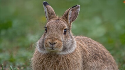 Fototapeta premium Portrait of a pampas hare from Dolichotinae showing curiosity in a nature reserve