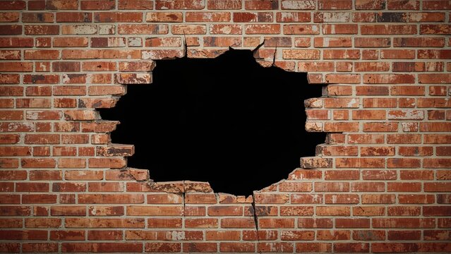 Vintage brickwork with a central black opening and textured appearance. - Powered by Adobe