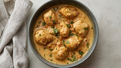 Mild and aromatic chicken dish with a blend of yogurt, cream, and spices
