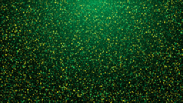 Vibrant green and gold particle background blending a futuristic digital effect with a festive sparkling style, ideal for holiday designs, sci-fi visuals, luxury branding, and celebration graphics.