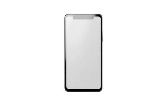 Minimalist smartphone design showcased on a transparent background emphasizing sleek technology and modernity