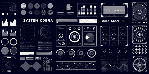 Obraz premium Futuristic sci fi ui elements and data visualization displays