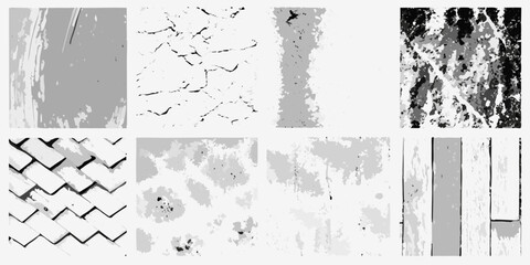 Collection of abstract grayscale textures and patterns