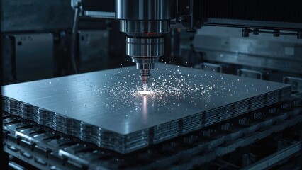 CNC equipment slices through composite aluminum sheets
