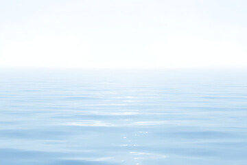 Obraz premium Minimal ocean horizon background in soft blue and white, calm and peaceful vibe, artistic light reflections, large open space 