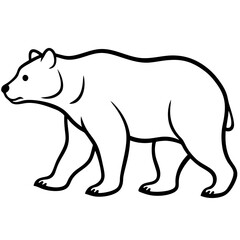 Walking Bear Silhouette Line Art Vector Minimalist Wildlife Design