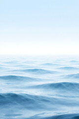Dreamy seascape background in blue and white tones, gentle waves blending into a bright horizon, airy and serene atmosphere, clear focus 