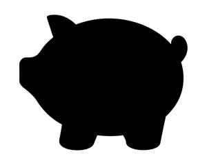 Minimalistic black silhouette of a piggy bank concept for saving money