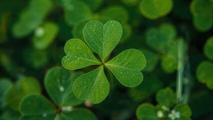 Zoomed-in photograph of clover foliage