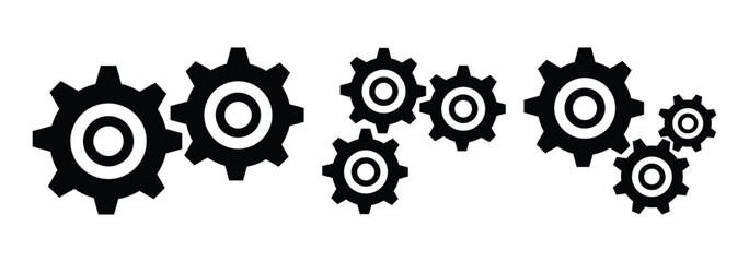 Gear setting icon set. Cogwheel. Gear icons. Progress or construction concept. Settings and Tools Gear Icon. Vector illustrator