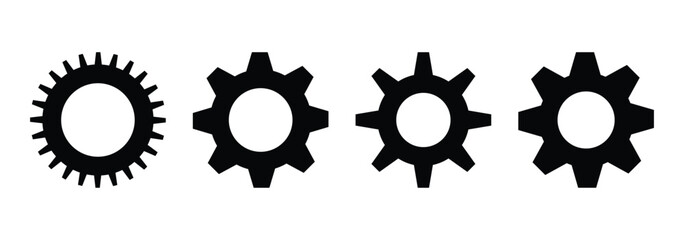 Gear setting icon set. Cogwheel. Gear icons. Progress or construction concept. Settings and Tools Gear Icon. Vector illustrator