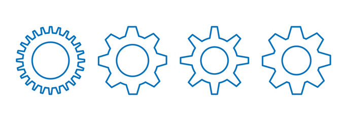 Outline gears vector. Setting, cogwheel, gear icon element set. Gears shapes line icons. Vector illustrator