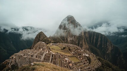 Historic site enveloped by overcast skies