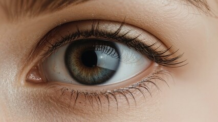 Magnified human eye showing aspects of vision and disease management