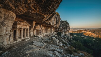 Fototapeta premium Stone-Carved Graves of Ancient Kings at a World Heritage Landmark
