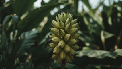 Detailed view of a bunch of bananas