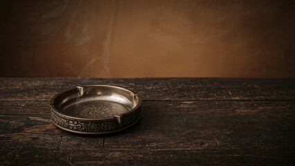 Old-fashioned cigarette holder placed on a textured wooden table