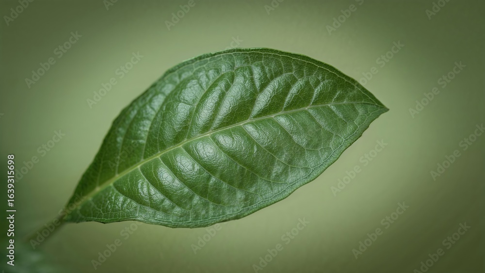 Poster detailed view of a basil leaf surrounded by a vignette effect
