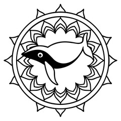 Whale Mandala Line Art Vector Illustration